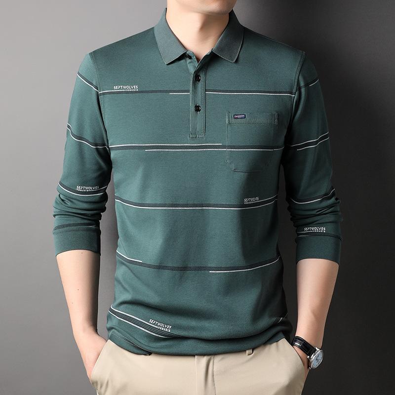 

Весна и осень, новая мужская повседневная рубашка поло с длинным рукавом, мужская футболка из натурального хлопка с карманами XXXL