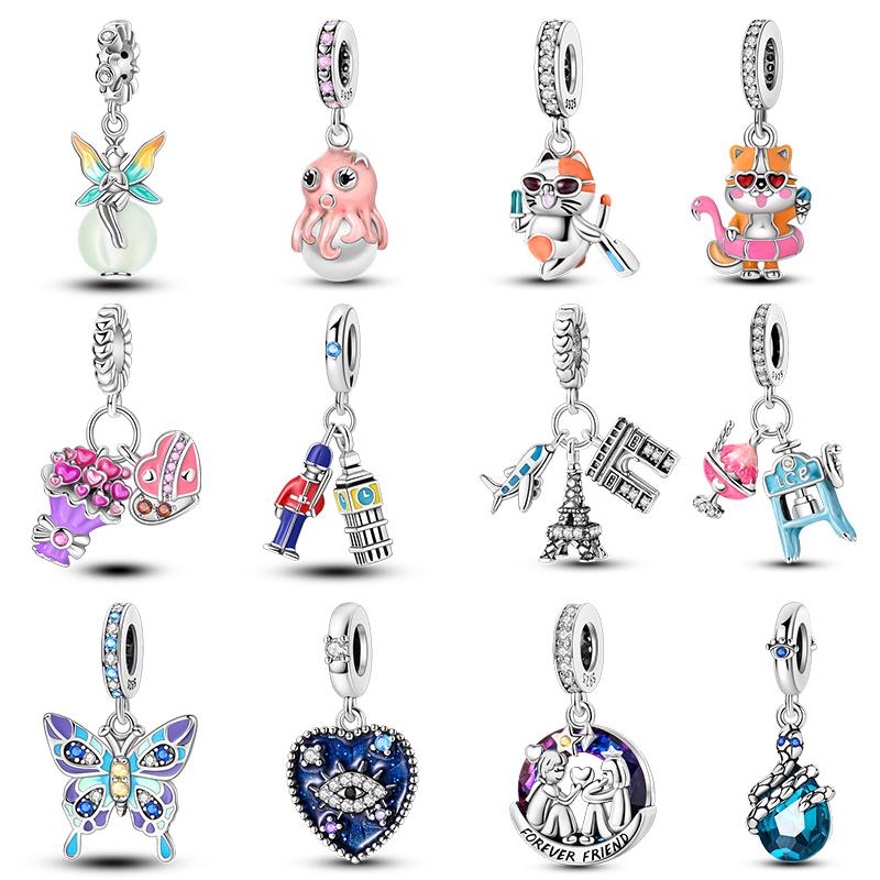 Copper Color Luminous Elf Cute Vacation Cat Mysterious Butterfly Charms Beads Fit Qikaola Original Bracelets Diy Jewelry
