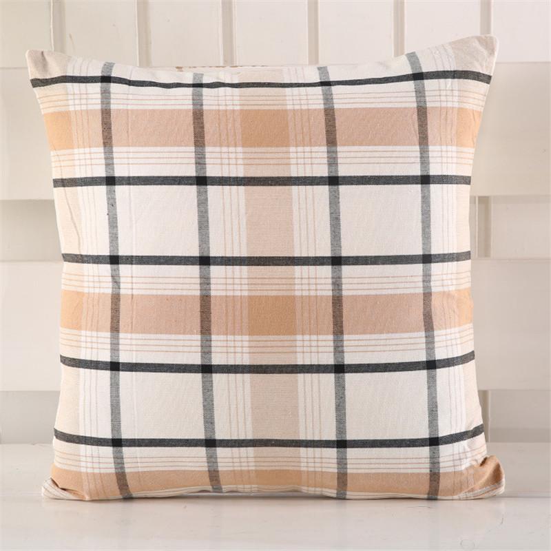 45x45cm Soft Linen Plaid Striped Pillowcase Sofa Waist Cushion Cover Home Office Chair Party Decoration