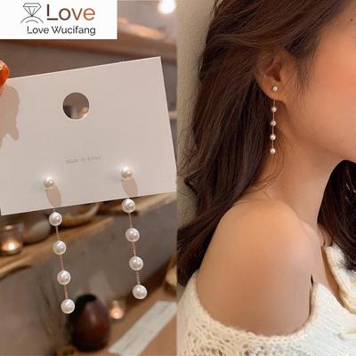 Trend Simulation Pearl Long Earrings Female Moon Star Flower Rhinestone Wedding Pendant Earrings Fashion Korean Jewelry Earrings
