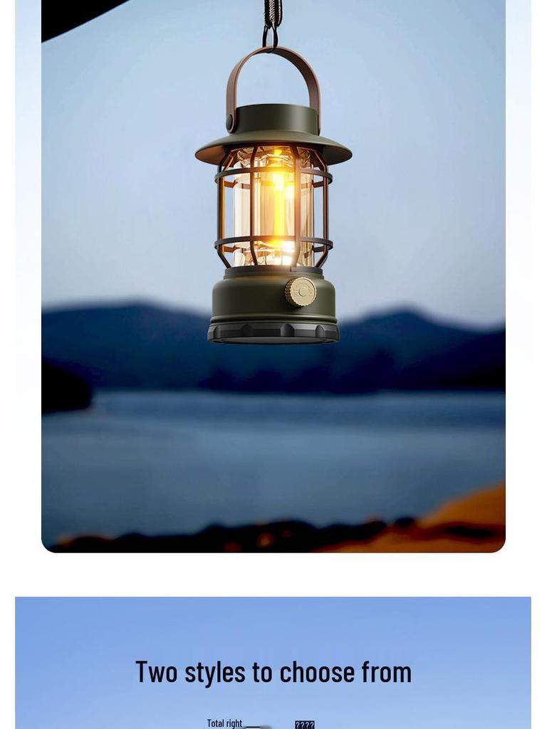 Solar-Powered Multi-Function Camping Lantern | Portable Outdoor Tent & Road Light, Kerosene Lamp-Style