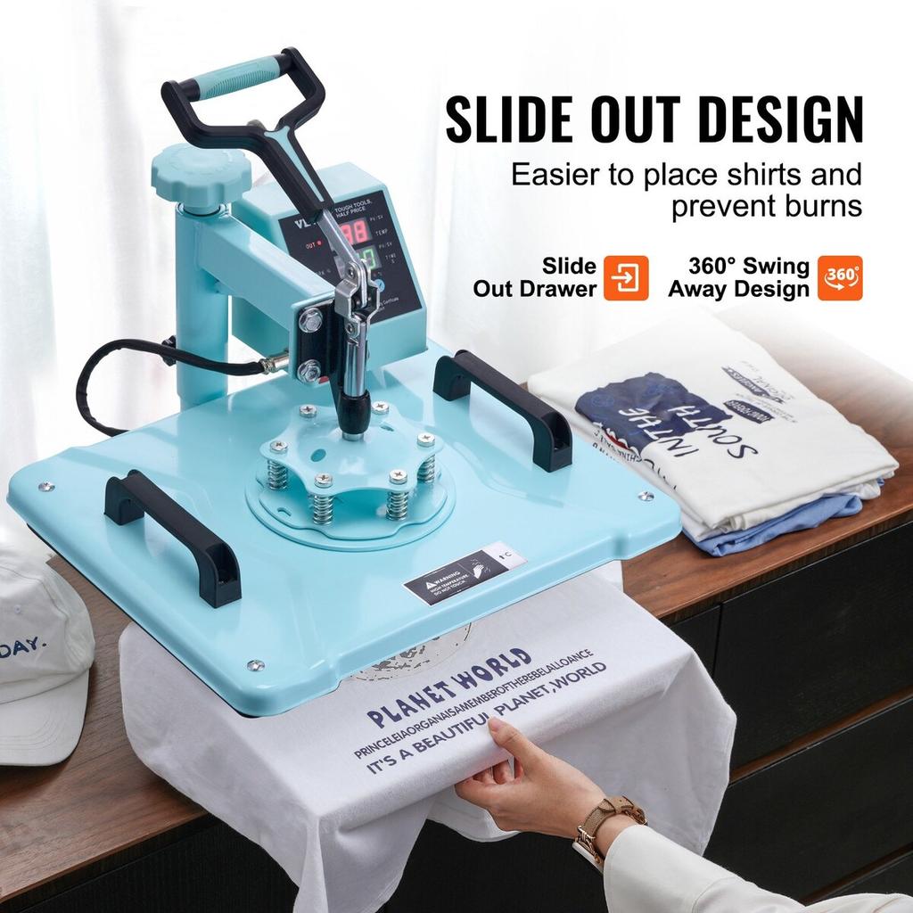 Heat Press Machine 12x15 In 5 In 1 with 30oz Tumbler Press T-Shirts Green