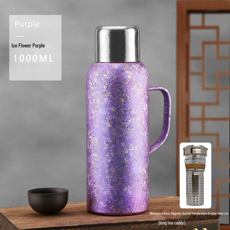 Pure Titanium Large-Capacity Insulated Kettle with Temperature Display - Portable Moka Pot for Home or Outdoor Travel