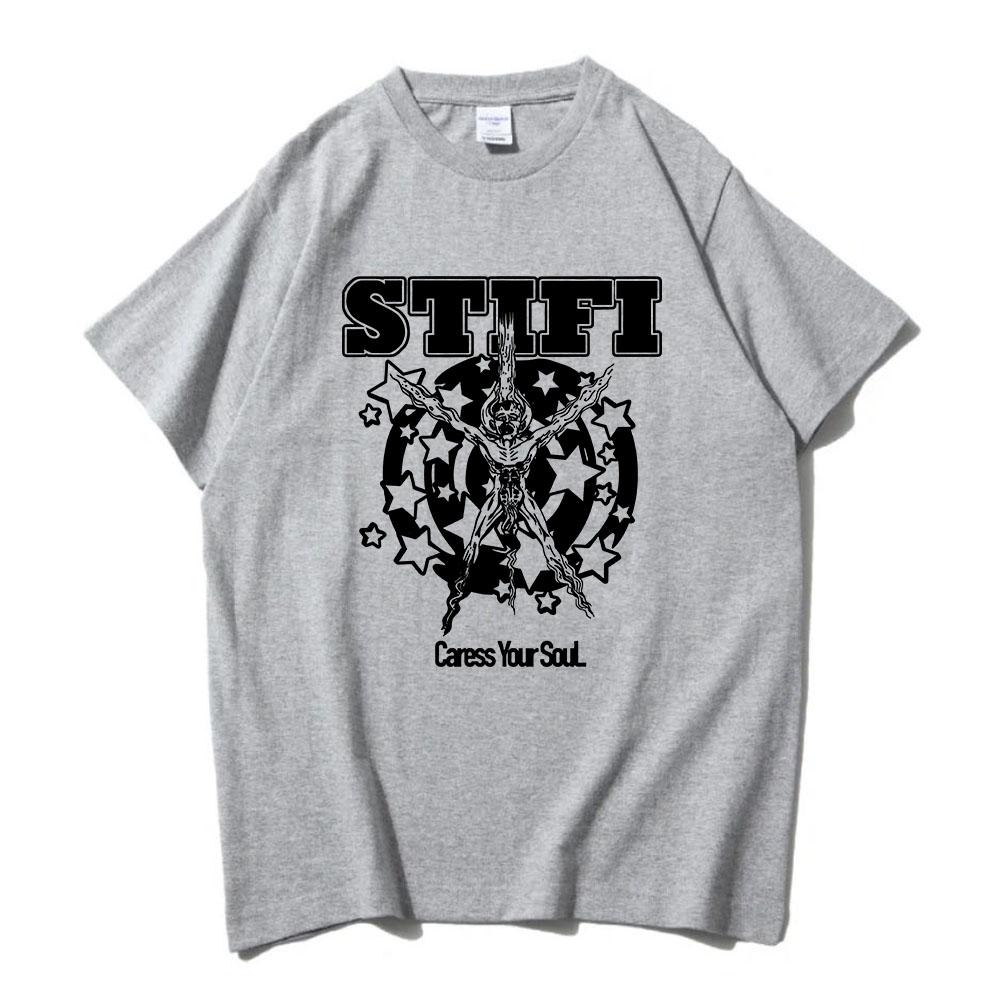 CARESS YOUR SOUL RINGER TEE Rock Band Sticky Fingers STI FI Tshirts Short Sleeve Cotton Male T-shirt Graphic Print T Shirt Mens