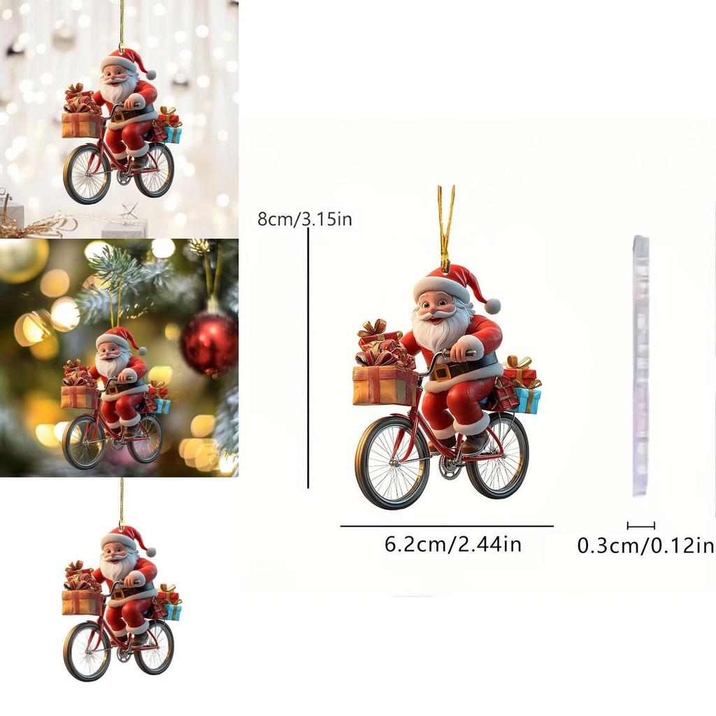 Santa Claus Car Decor Acrylic Pendant For Christmas Interior Enhancement