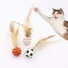 Cat Teaser Wand with Feather & Elastic Ball - Chewable Fun Self-Play Toys for Kitten Boredom Relief Interactive Cat Supplies