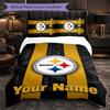 Pittsburgh Steelers Customized Name Text Bedding Set, 1 Duvet Cover & 2 Pillowcases Personalized Bedroom Gift