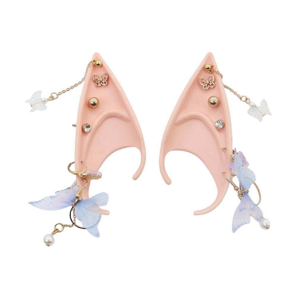 Pearl Zinc Zinc Alloy Halloween False Ears Forest Butterfly Latex Ear Cuff Jewelry  Dress Up