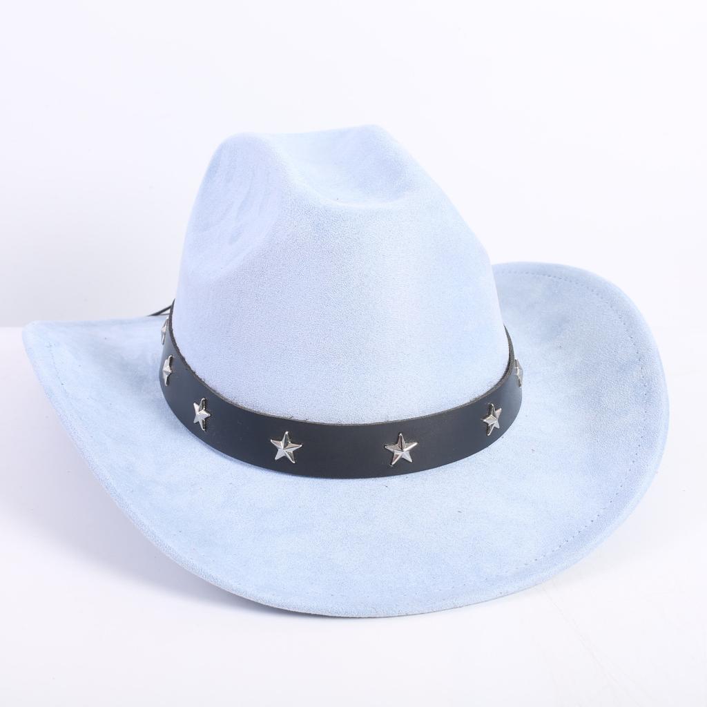 Nuovo colore cappello da cowboy western da uomo e da donna versatile per il pendolarismo stile semplice tesa larga cappello a cilindro cappello da sole