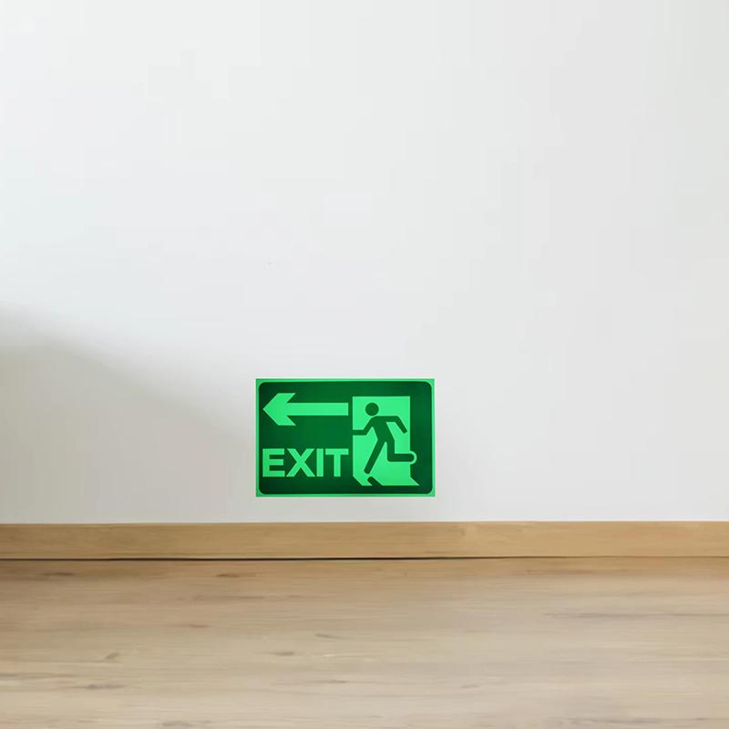 Glow In Dark Exit Signs Luminous Security Stickers Wall Safety Adhesive Fire Evacuation Directional Night Visibility Signage