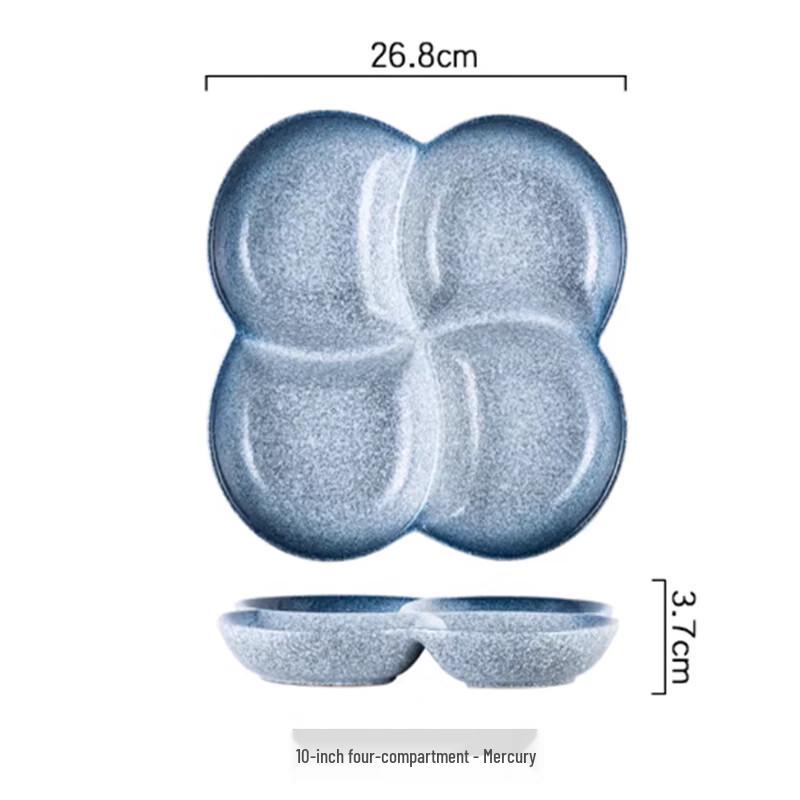 

Japanese Style Ceramic Four-Compartment Serving Plate