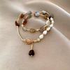 Elegant Double-Layer Pearl & Stone Beaded Bracelet for Women - Luxurious Retro Versatile Jewelry