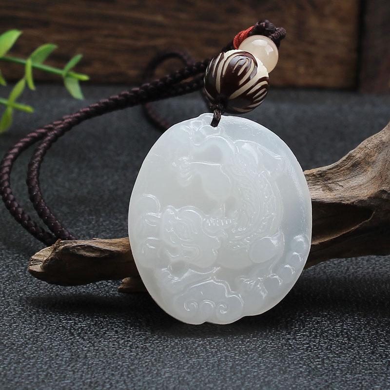 

Этническое ожерелье Нефритовый Будда бренд Дракон и Феникс бренд Подвеска Пиксю Цепочка для свитера Длинная универсальная простая подвеска Аксессуары Женщины