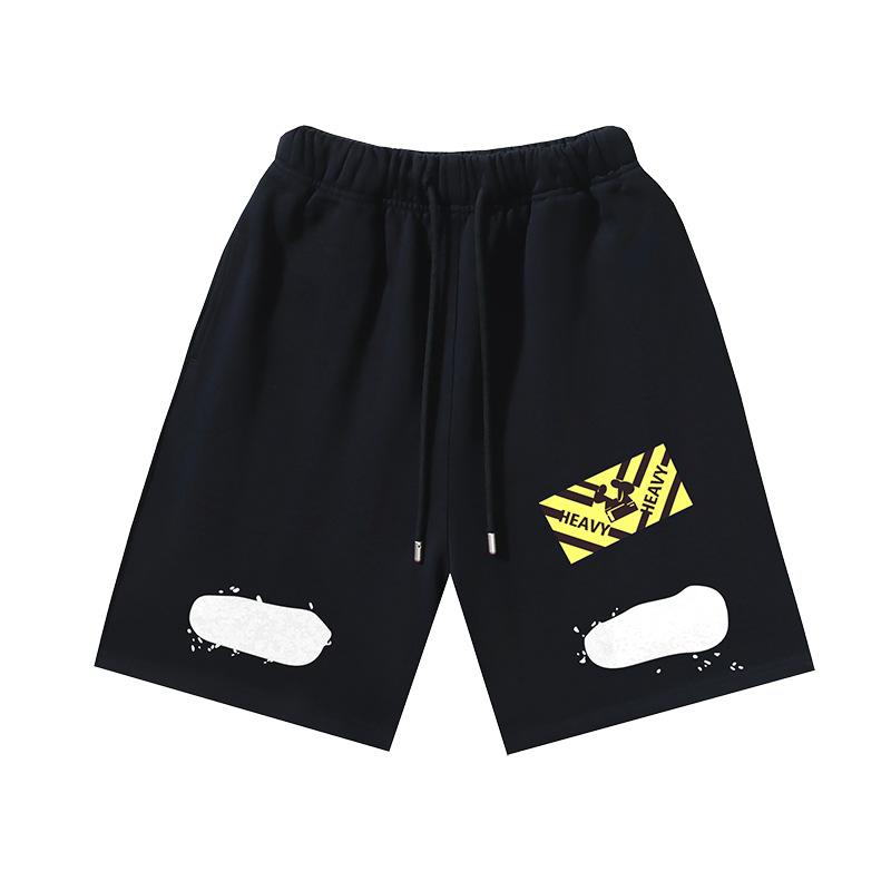 1209 Off-White Spring and Summer New OW Small Yellow Label Striped Printed Men's and Women's Casual Loose Shorts