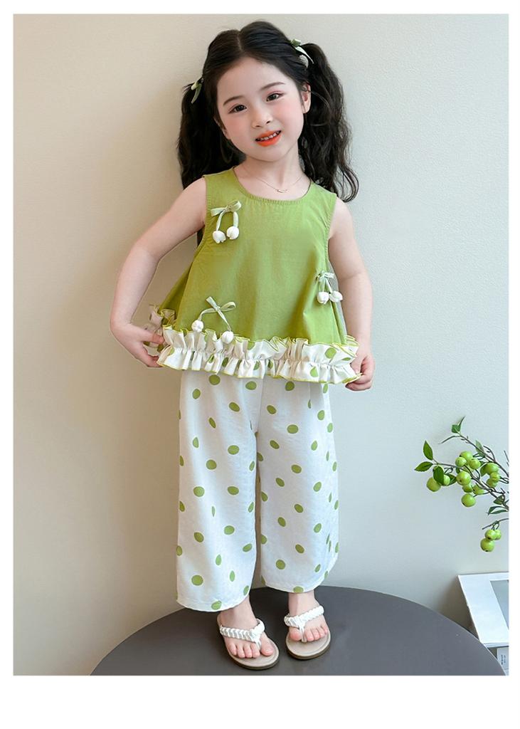 Girls' Summer Sleeveless Set 2026 New Children's Vest Wide Leg Pants Two-piece Set Stylish Baby Summer Clothes