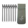 [MIEONLINE] Steel Solid Tent Pegs Set of 10 Take Camping Tools 30cm Leather Welded Storage Case Included