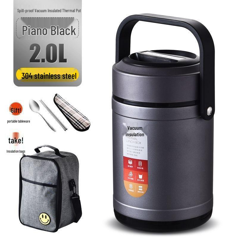 304 Stainless Steel Triple-Layer Insulated Lunch Box for Students & Office Workers