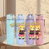1PC Cartoon Cat Girl Fashion Print 750ml Color Plastic Sports Water Bottle Leakproof Flip Straw Lid Suitable for Sports Office Home Use