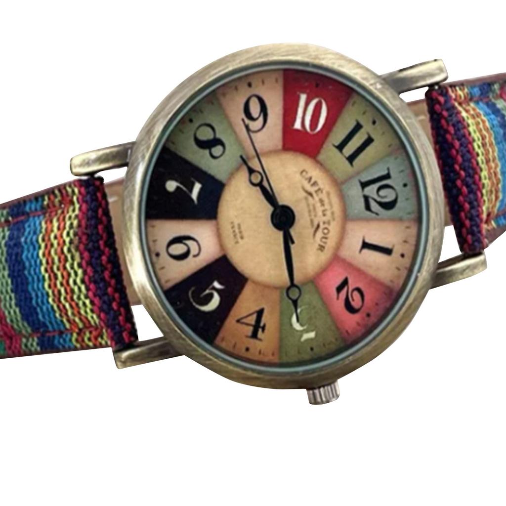 Multi Color Rainbow Pattern Watches,Quirky Boho Hippie Watch, Wonderful Watches Gift For Women,PU Leather Woven Strap Watches