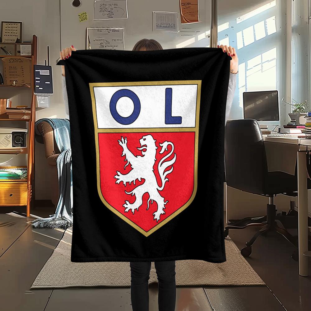 Olympique Lyonnais, Manta de Franela con Patrón, Alta Calidad, Cómoda para Todas las Estaciones, Decoración del Hogar, Calidez y Comodidad, Perfecta para Regalos.