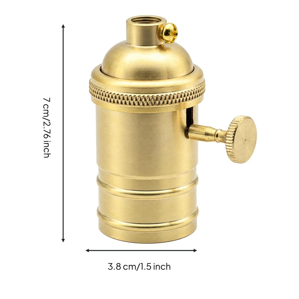 Brass Lamp Socket with Knurled Band Screwin E27 Easy to Install for Table Lamps,