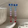 Silver Needle High-End Zirconia Bow Drop Tassel Earrings – Exquisite, Fashionable Luxury Accessories for Women