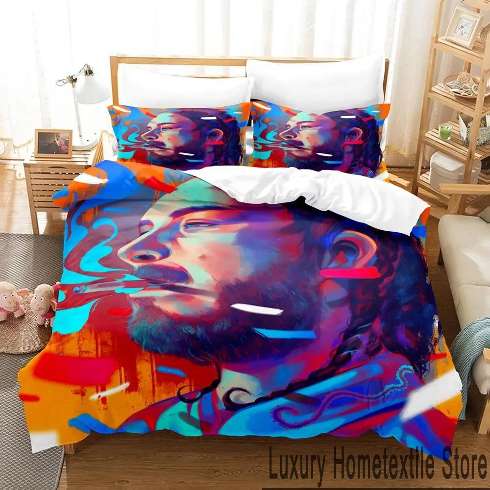 3D Print Post Malone Bedding Set Boys Girls Twin Queen King Size Duvet Cover Pillowcase Bed Boys Adult Home Textileextile