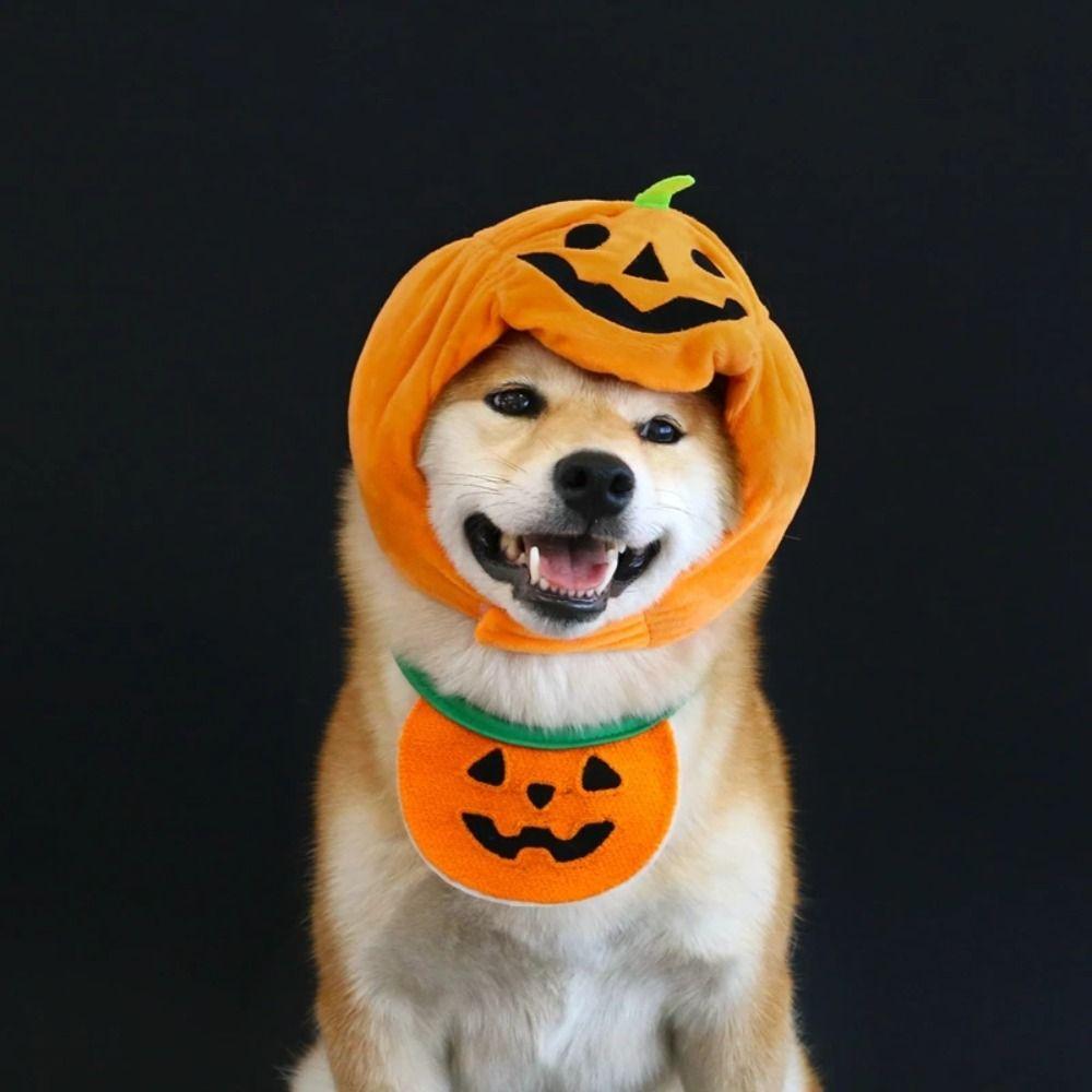 Dress Up Pumpkin Dogs Hat Headdress Plush Cat Headgear Gift Pet Halloween Hat  Dress Up