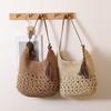 IELGY Hollow Straw Bag Tassel Woven Seaside Vacation Beach Bag Leisure