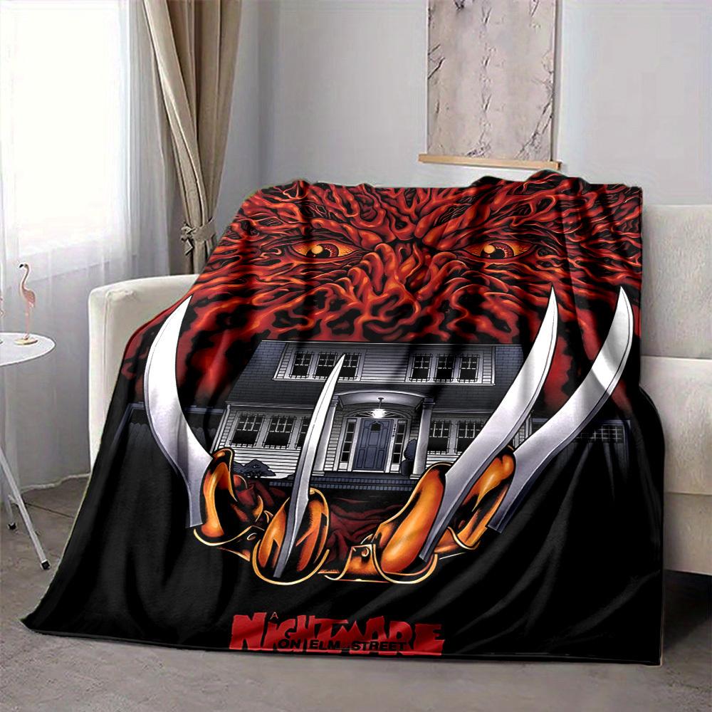 1pc A Nightmare On Elm Street Flannel Throw Blanket - HD Printed Lightweight Soft Warm All-Season Blanket for Sofa, Bed, Travel, Camping 081