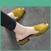 Leather And Sandals Slippers Yellow Women Summer Opentoed Flat Fish Mouth Fashion Allmatch Thick Heel Half Slippers
