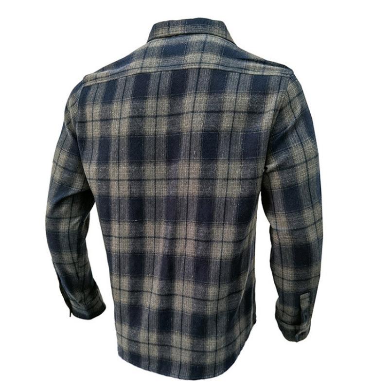 Men S Long Sleeve Flannel Plaid Shirt Thick Autumn Winter
