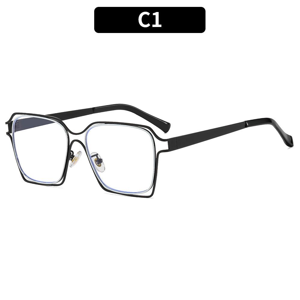 Women s eyeglasses - unisex fashion square hollow metal glasses