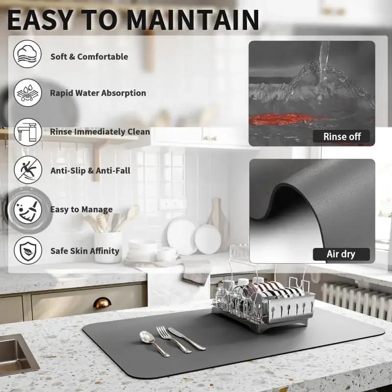 Modern Abstract Geometric Absorbent Dish Drying Mat Decor Multi-Functional Kitchen Counter Dining Table Coffee Machine Pad