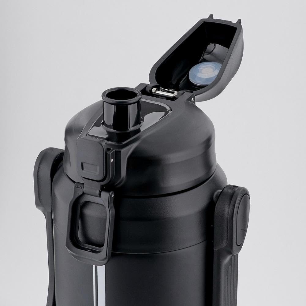 Bestco Doppelwandige Sport-Trinkflasche aus Edelstahl für Kaltlagerung nur Schwarz 2,2 l NQ-0321