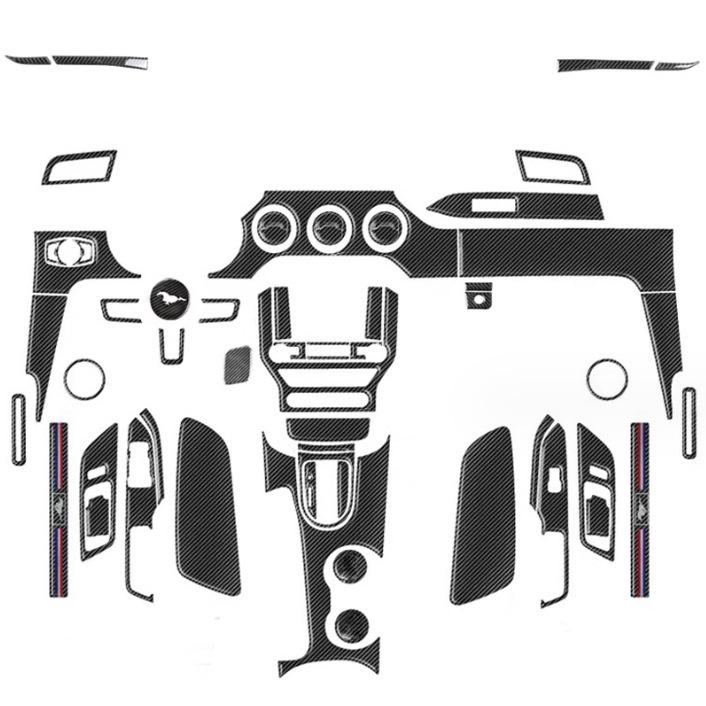 Ford Mustang Kohlefaser Interieur Zierleisten-Set: Konsole, Lenkrad, Schalthebel, Lüftungsdüse