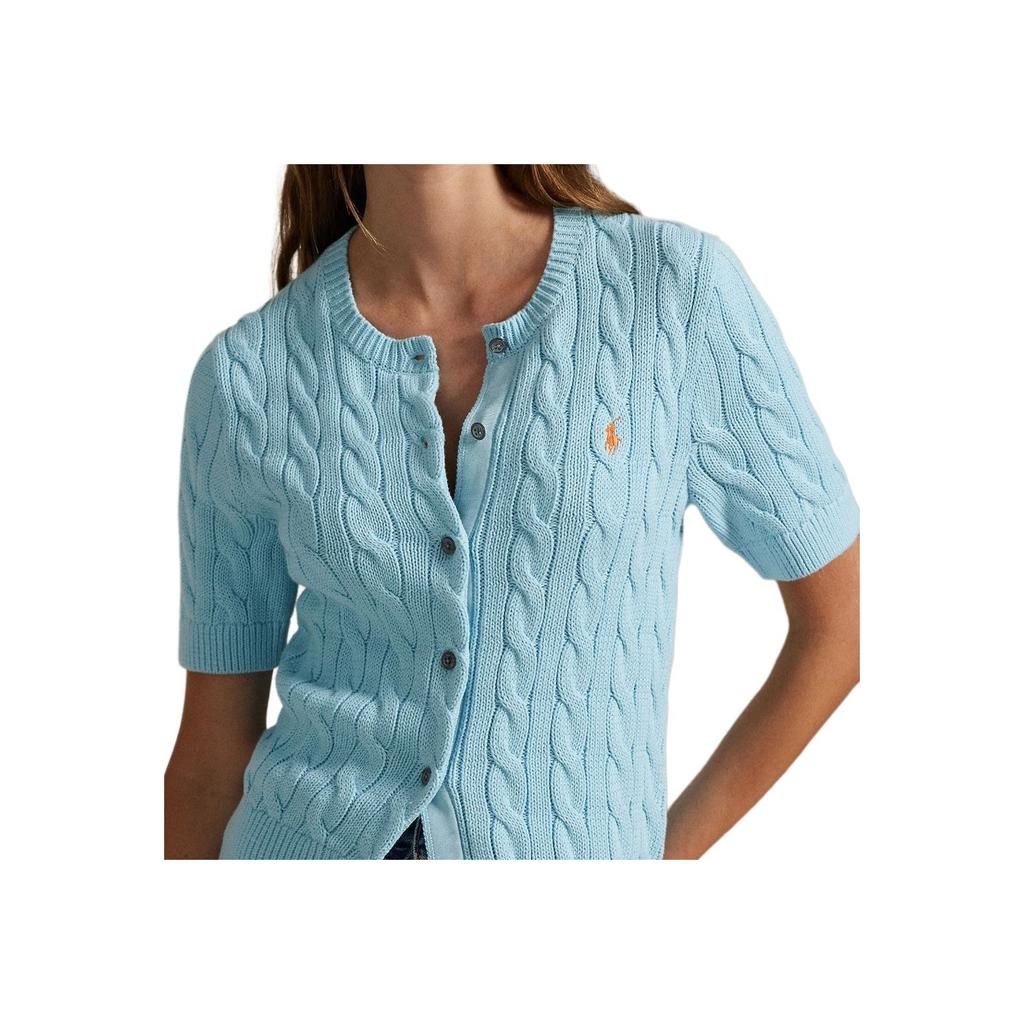 Polo Ralph Lauren FW25 Pony Embroidered Crew Neck Button Short Sleeve Knit Top Women tops WMPOSWENDW20446-400