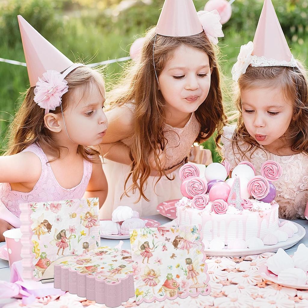 Fairy Birthday Decorations Napk,50pcs Fairy Garden Party Paper Napk Fairy 1st Birthday Party Decorations For Fairies Party Supplies