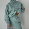 Damen 2026 Fleece Zweiteiler Lässiges Langarm Reißverschluss Hoodie Hose Outfit