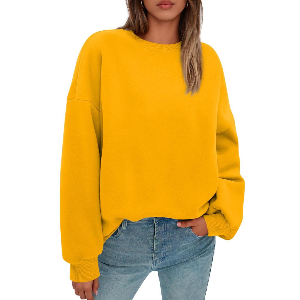 Sweatshirts For Women Oversized Round Neck  Fleece Pullover Casual Long Sleeve Tops