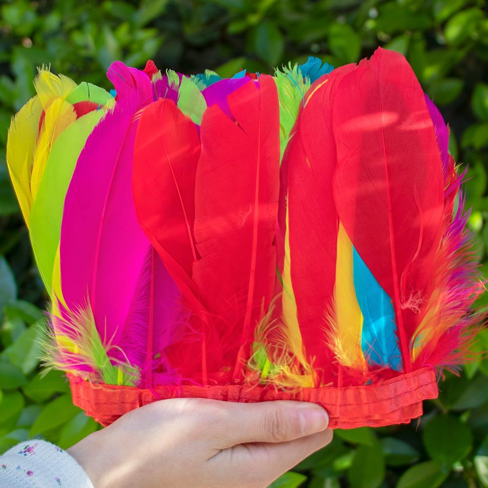 2 Meter Natural Dyed Goose Feather Trim Fringe Ribbon for Wedding Decor Costume Accessories DIY Crafts Gift Wrapping Supplies
