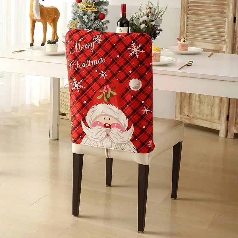 1/2/4/6pcs Christmas Chair Back Cover Stretch Dining Chair Covers Protector Xmas Gift Party Banquet Xmas Decoration New Year