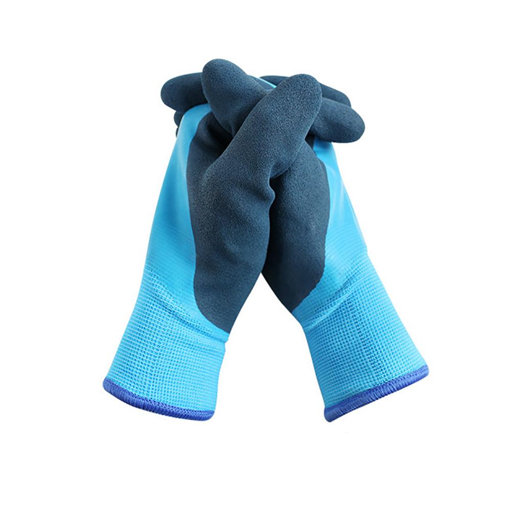 1Pair Blue Waterproof Thermal Insulated Work Gloves Thermal Fully Latex Coated Winter Freezer Safety
