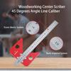 DDWT Center Finder, Line Gauge, Square, Center, Scribe, Carpenter, Woodworking Ruler, 45 Degree Angle, Line, Diameter, Marking Ruler, Wood Measuring,