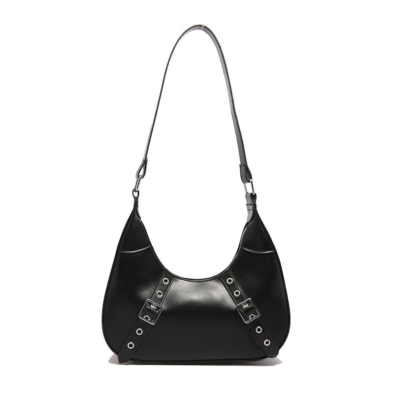 Womens Fashionforward Small Pu Crescent Bag With Unique Rivet Accents