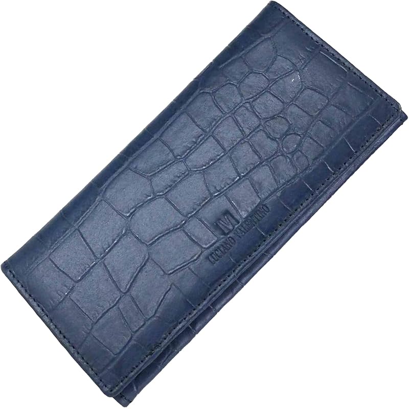 

[FashionBerry] navy long wallet men s wallet genuine leather leather crocodile Croco bi-fold Thin thin wallet large capacity fastener ladies wallet