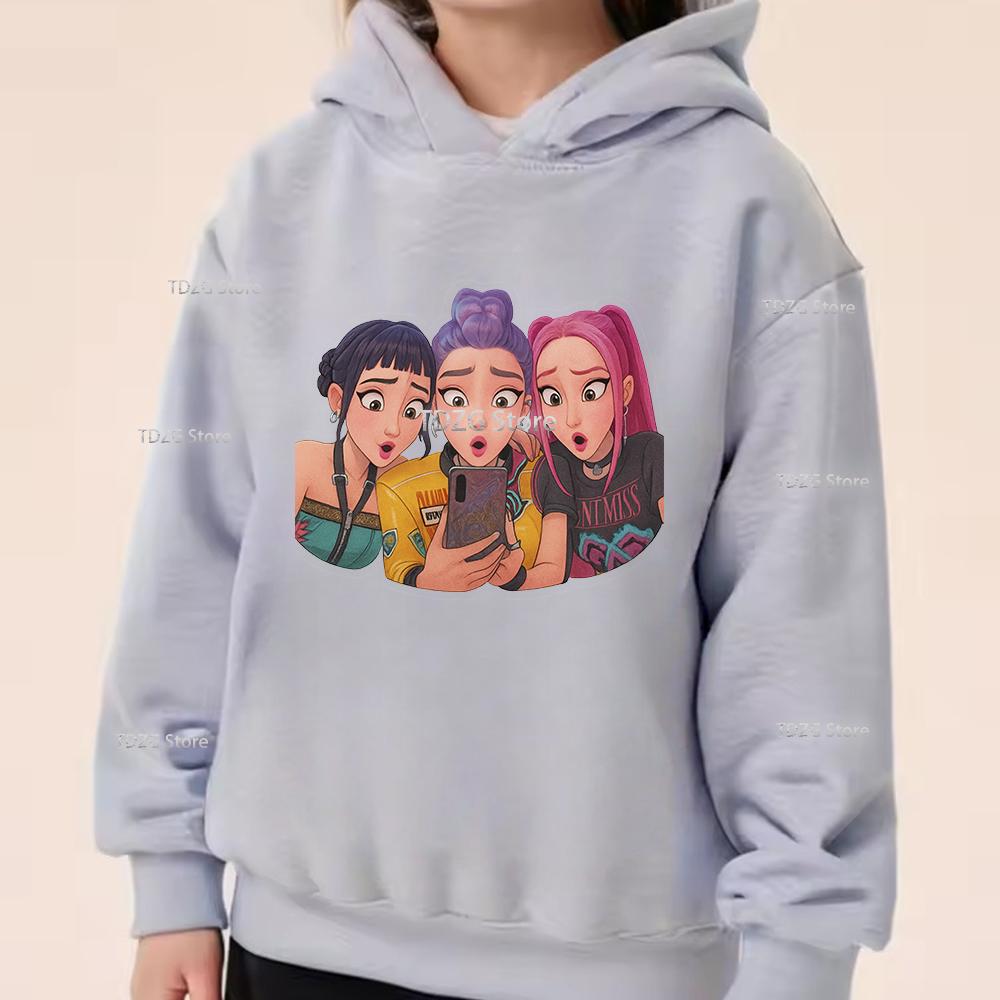 Autumn KPop Devil Hunter Fashion Girl Group Printed Children's Long Sleeved Clothing Boys and Girls Casual Sports Hoodies