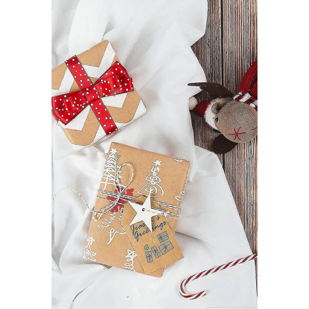Christmas Wrapping Paper Brown Kraft Paper With 3d White Christmas Elements