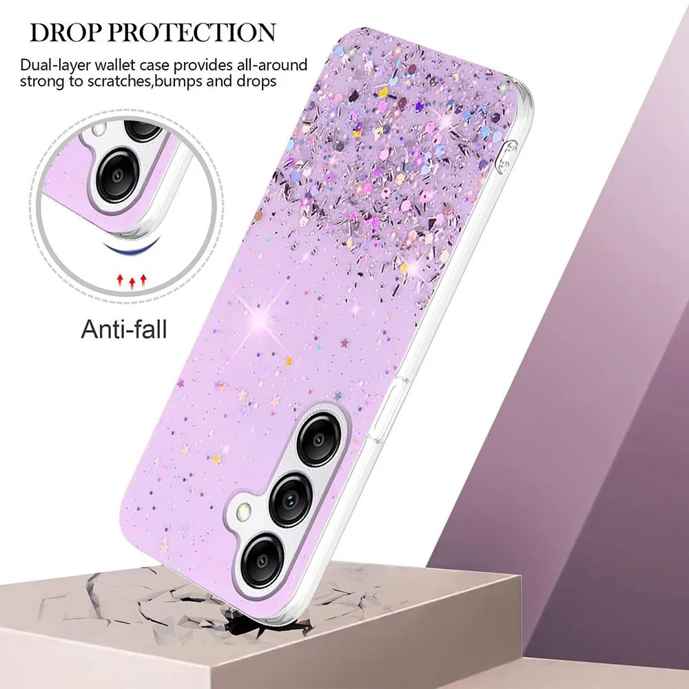 Luxury Bling Glitter Clear Silicon Phone Case for Samsung Galaxy S10 Plus S21 Ultra S21+ 5G Sequins Sparkle Cover