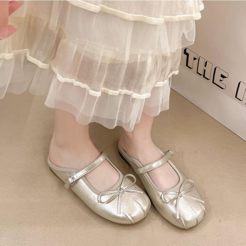 Baotou Bow Half Slippers Summer One-pedal Mary Jane Shoes Student Flat-bottomed Fashion Slippers